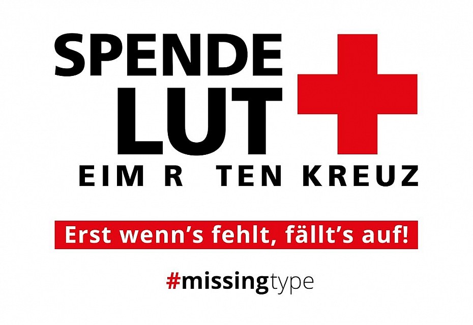 Logo der missingtype-Kampagne mit den fehlenden Buchstaben A, B und O.