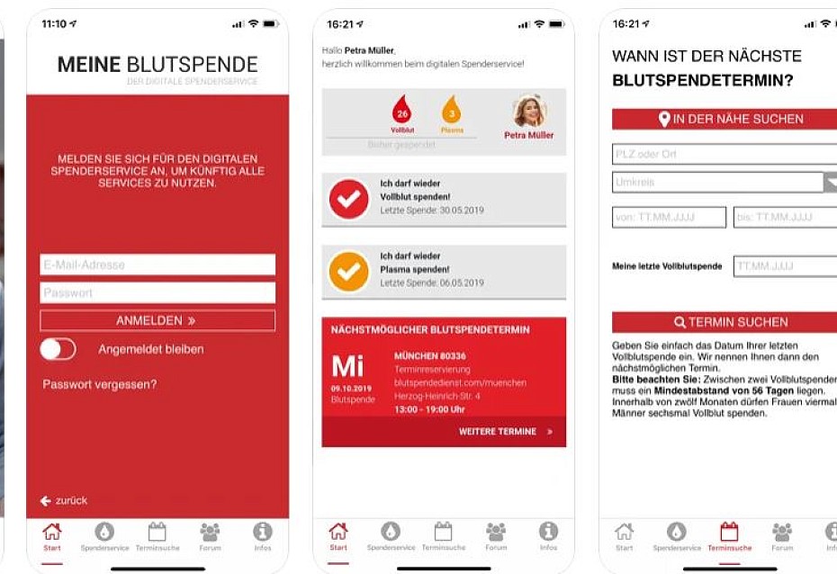 Eine Übersicht der Blutspende-App