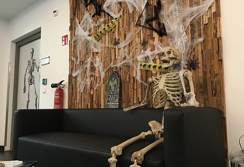 Halloween-Deko zur 10. Nacht der Vampire im Institut für Transfusionsmedizin in Chemnitz