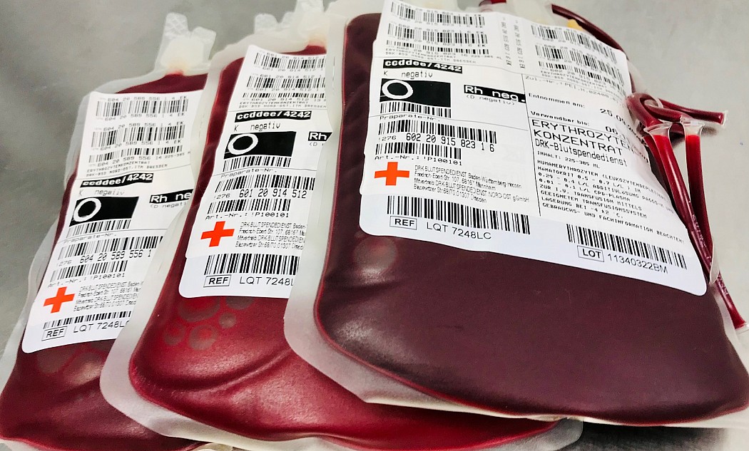 Blutbeutel der Blutgruppe 0