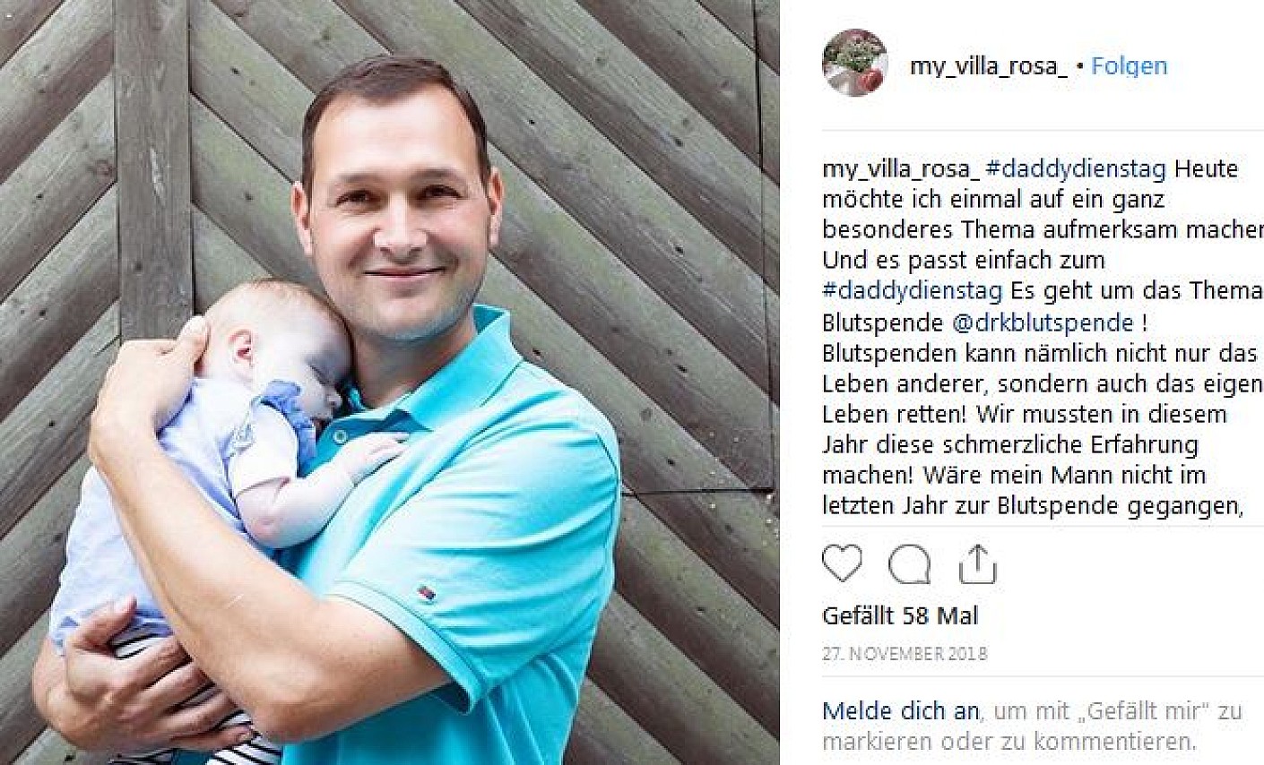 Instagram Post von Andrea Block zum Thema Krebserkennung im Rahmen der Blutspende.