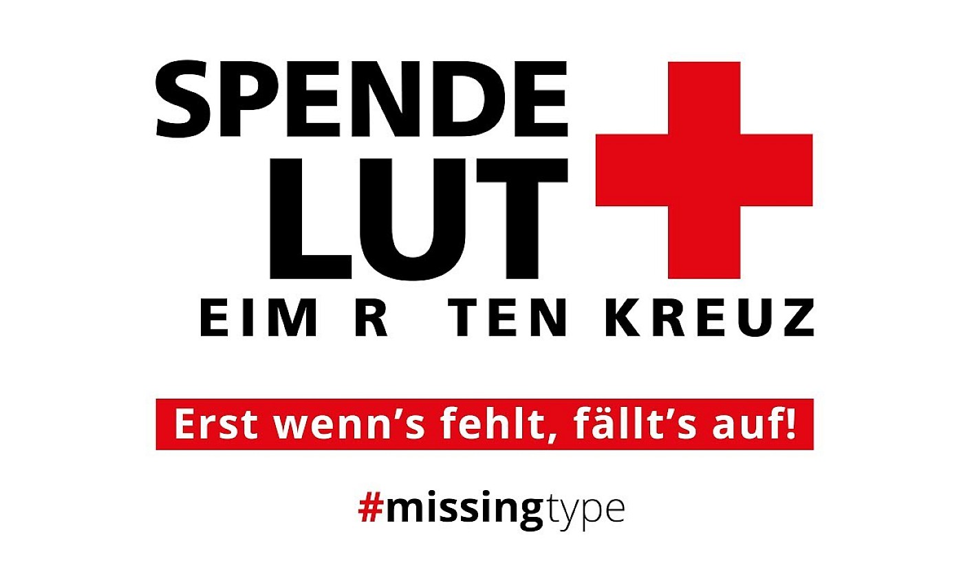 Logo der missingtype-Kampagne mit den fehlenden Buchstaben A, B und O.