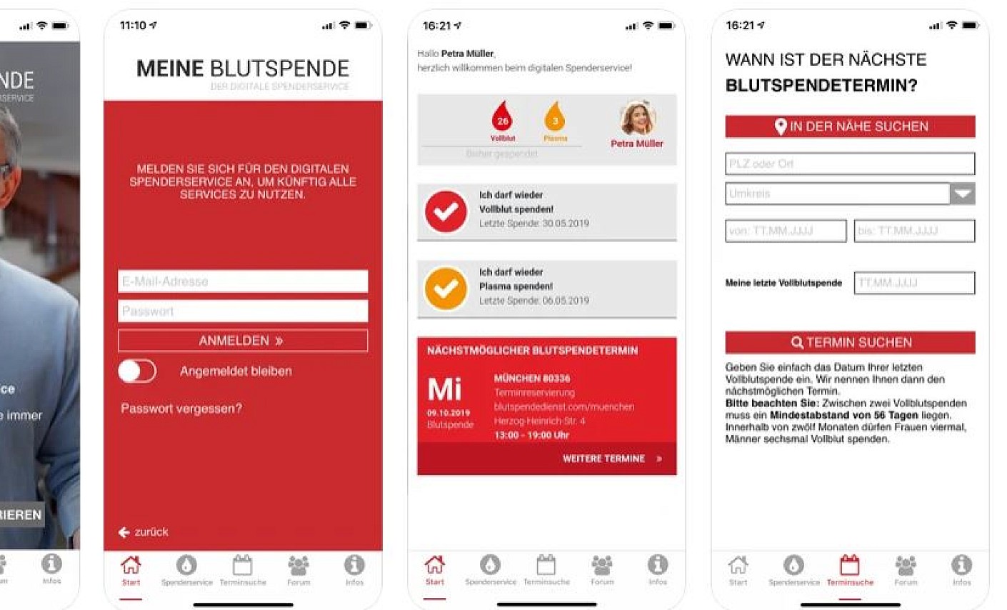 Eine Übersicht der Blutspende-App