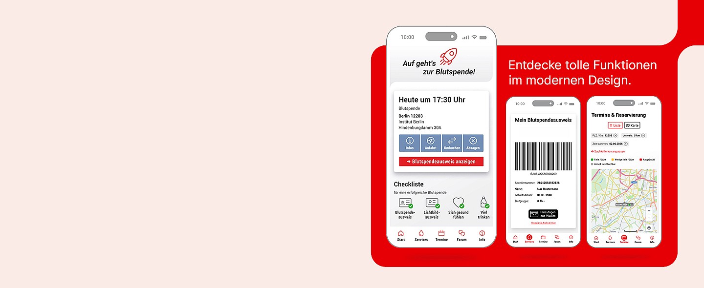 Der Spenderservice 2.0 inklusive der aktualisierten Blutspende-App