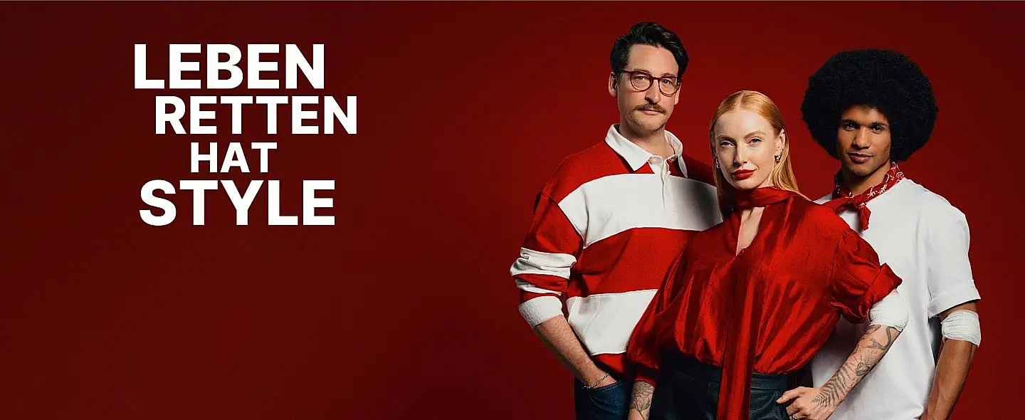 DRK Blutspendedienst mit dem neuen Kampagnenbild für Leben retten hat Style