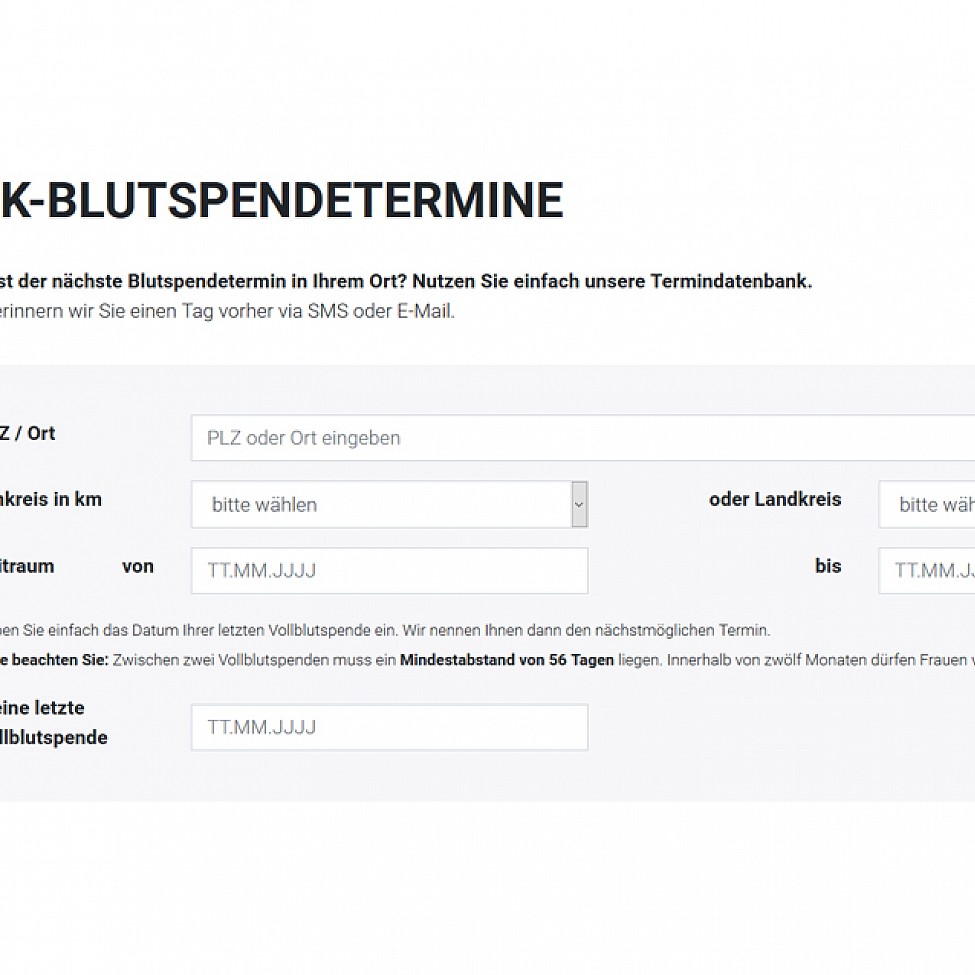 Schritt 1: Passenden Blutspendetermin suchen