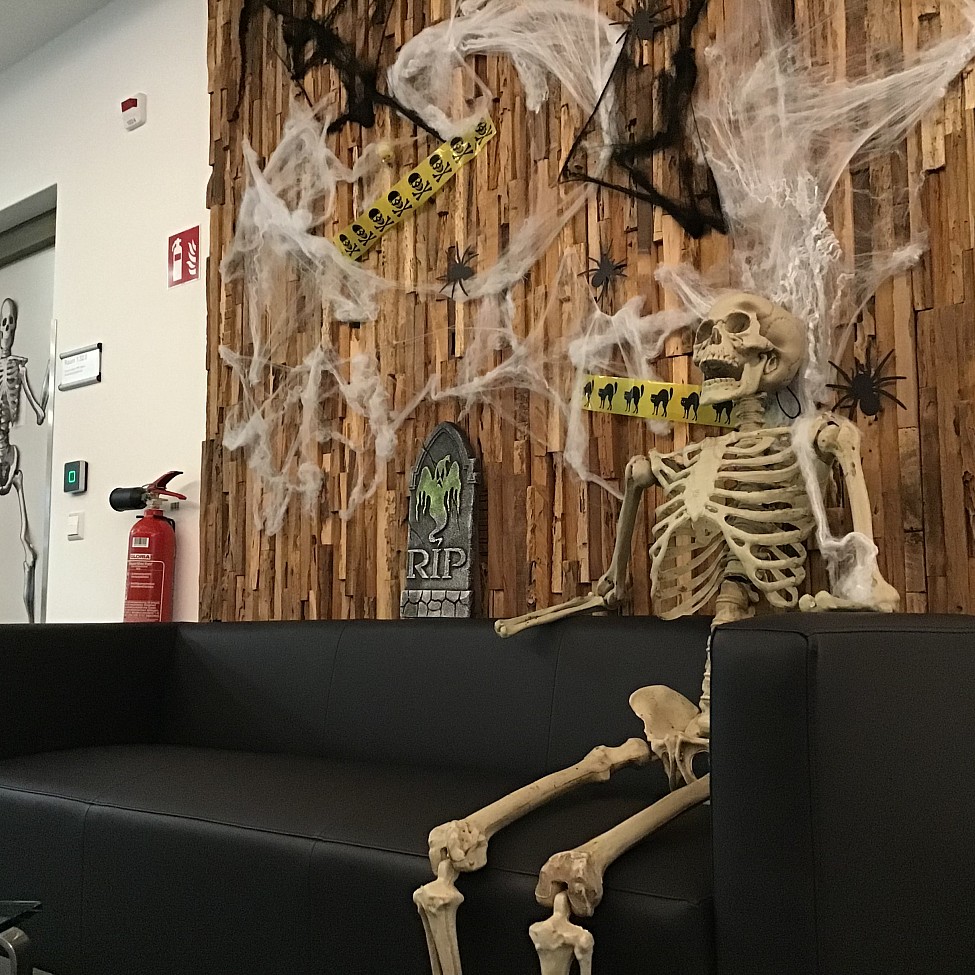 Halloween-Deko zur 10. Nacht der Vampire im Institut für Transfusionsmedizin in Chemnitz